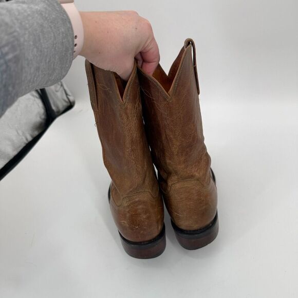 Lucchese Mens Square Toe Cowboy Boots Brown Western Everyday Size 9 2E WIDE main image 7